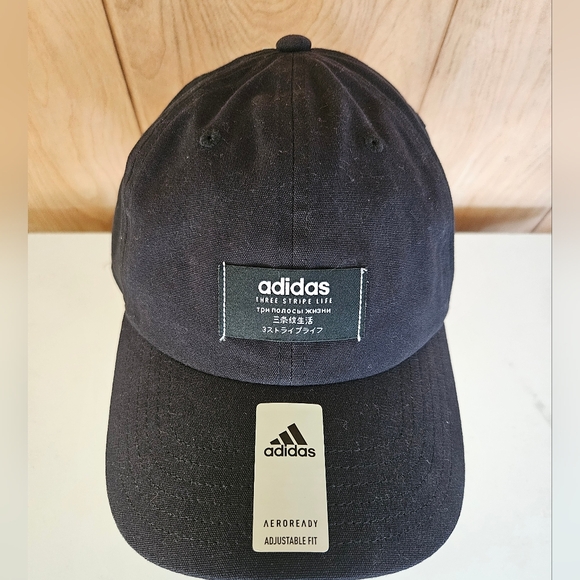 Adidas Men's Impulse Three Stripe Life Strapback Hat In Black OSFM - Picture 2 of 10